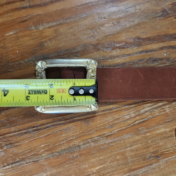 Vtg Express Gold Buckle and Tip‎ Leather Belt Western Coastal Cowgirl Festival M main image 13